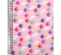 Grafoplás 16511932 Colección Elena Corredoira Cuaderno Escolar, Cuadriculado 5 Mm, Modelo Pájaros, A5