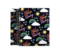 Grafoplás 16522644. Cuaderno Pequeño, A6, Cuadricula 5x5, Tapa Dura, Espiral, Bandas Color, 70 g, Colección Hope, Elena Corredoira