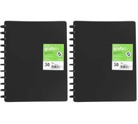 Grafoplás 39393010. Carpetas de Fundas Extraíbles, Grafo In, 30 Fundas, A4, Negro, Mecanismo de Discos. (Paquete de 2)
