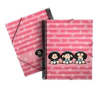 Grafoplás 39822457. Carpeta con 30 Fundas Transparentes, A4, Espiral, Tapas Polipropileno, Cierre Gomas, Incluye Sobre Transparente, Colección Mafalda Sabiduría