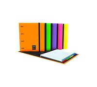 Grafoplás 88216056. Carpeta con Recambio y Solapas, A4, Naranja Fluor, 100 Hojas de 90 Gramos, 4 Separadores Extra Guesos, Sobre Transparente, Carpeplús Unequal Fluor.