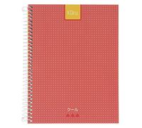 Grafoplás 88525453. Cuaderno A5 Tapa Dura, 90 Hojas Cuadriculadas 5mm de 90 Gramos, Microperforadas con 4 Taladros, Color Rosa, Colección Papelería Kuru