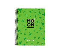 Grafoplás 88538420. Cuaderno A4, Verde, Tapa Dura, Plastificado Soft Antihuellas, 100 Hojas 90g, Cuadrícula 5x5, Microperforadas, 4 Taladros, FSC, Colección Moon