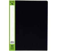 Grafoplás 98140410. Carpeta de 40 Fundas Piel Naranja, A4, Tapas PP Semi-rígidas, Color Negro