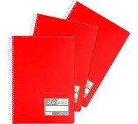 Grafoplás 98525651. Pack de 3 Cuadernos A4 Rayado Nº46, 80 Hojas, 90 Gramos, Color Rojo, Tapas Polipropileno, Serie Colornote