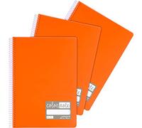 Grafoplás 98525652. Pack de 3 Cuadernos A4 Rayado Nº46, 80 Hojas, 90 Gramos, Color Naranja, Tapas Polipropileno, Serie Colornote