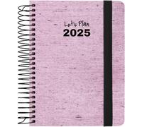 Grafoplas | Agenda 2025 Anual Día Página a6 | Ecojeans Rosa | Español | Tapa Dura Forrada Tela Denim Hilos Reciclados | Cierre Elástico | Incluye Pegatinas | De Enero a Diciembre | FSC