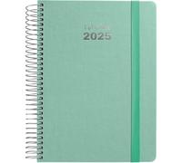 Grafoplas | Agenda 2025 Dia Por Pagina | Tamaño 15x21cm | Fancy MInt | Español | Espiral | Tapa Dura Forrada Tela | Cierre Goma Vertical | Esquinas Redondeadas | Incluye Pegatinas | Certificado FSC