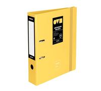 Grafoplas Archivador 2 Anillas a4, Palanca 65mm, Unequal Minimal Amarillo, Polyfoam, Apertura 360, Resistente y Ultraligero, Ollao y Tarjetero, Cierre Goma Elástica, Tapas Plastico Rígido