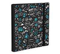 Grafoplas - Archivador 4 Anillas A4 con Recambio, Separadores, Planner, Pegatinas y Sobre, Color Negro, Carpebook Polyfoam Unequal Pop Up Design, Resistente y Ultraligero, Apertura 360