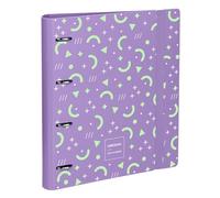 Grafoplas - Archivador 4 Anillas A4 con Recambio, Separadores, Planner, Pegatinas y Sobre Transparente, Lavanda, Carpebook Polyfoam Unequal Pop Up Design, Resistente y Ultraligero, Apertura 360