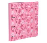 Grafoplas - Archivador 4 Anillas A4 con Recambio, Separadores, Planner, Pegatinas y Sobre Transparente, Rosa, Carpebook Polyfoam Unequal Pop Up Design, Resistente y Ultraligero, Apertura 360