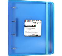 Grafoplás | Archivador 4 Anillas Plástico | a4 | Azul Pastel | Incluye Recambio Hojas Cuadrícula 5x5, Separadores y Sobre | Con Cierre de Goma | Lomo Ergonómico | Multiline | Material Escolar Ideal