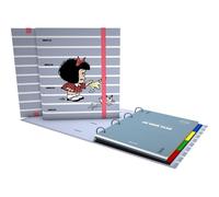 Grafoplas - Archivador Anillas A4 Mafalda Boat con Recambio + Planner | Carpebook: Incluye Hojas Cuadricula 5x5 Borde Color 90g + Separadores + Sobre Transparente + Planner + Pegatinas
