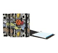 Grafoplas - Archivador Anillas a5, Carpebook Bits&Bobs Free Sport, Incluye Recambio 90 Hojas Cuadricula 5x5 Borde Color, Lomo Curvo Ergonómico, 4 Anillas Redondas 25mm, Certificado FSC