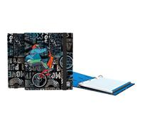 Grafoplas - Archivador Anillas a5, Carpebook Cross Bits&Bobs, Incluye Recambio Cuadricula 5x5 Borde Color, Lomo Curvo Ergonómico, 4 Anillas Redondas 25mm, Certificado FSC, Papelería Escolar