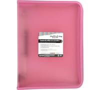 Grafoplas Archivador Anillas con Cremallera A4+, Rosa Claro, Multiline, 4 Anillas Mixtas 25mm, Cubierta Polipropileno Rayado Vertical, Capacidad Extra para Hojas de Papel Formato Folio