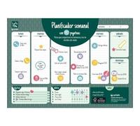 Grafoplas, Bloc Planificador Semanal Catalán A3, Sobremesa, Con 192 Pegatinas, 60 Hojas de Papel 120 gramos, Certificado FSC, 42x29, 7cm, Impreso en 2 Tintas Tonos Verdes