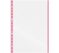 Grafoplas - Bolsa 10 Fundas Multitaladro, Borde Color Rosa Pastel| Tamaño Folio, 16 Taladros, Acabado Cristal, Polipropileno Extra, Lomo Reforzado, Perfecto Material Escolar para Archivador