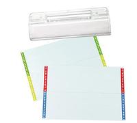 Grafoplas - Bolsa 10 Visores Cortos Rígidos + 10 Tiras de Papel para Carpetas Colgantes Colores Rojo, Azul, Verde y Amarillo, Visores Curvos de 6,5cm, Visión Lateral y Frontal