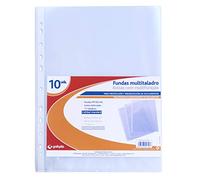 Grafoplas - Bolsa de 10 Fundas Transparentes, A4, 11 Taladros, Polipropileno Estándar, Piel Naranja