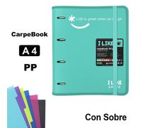 GRAFOPLAS CARPEBOOK 4 ANILLAS 35 MM PP A4 LIKE2 TURQUESA CAJA:2 unidades LIKE2 4x28x32 Cms.