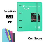 GRAFOPLAS CARPEBOOK 4 ANILLAS 35 MM PP A4 LIKE2 VERDE MINT LIKE2 4x28x32 Cms.