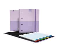 Grafoplas - Carpesano 4 Anillas a4 Kuru, Lavanda, Incluye Recambio Cuadrícula 5x5 Borde Color, Papel 90g, Separadores, Lomo Curvo Ergonómico, Carpebook, Perfecto Material Escolar