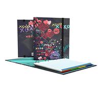 Grafoplas - Carpesano 4 Anillas A4, Modelo XOXO, Colección Diverse. Contiene 4 Separadores Extra Gruesos, 100 Hojas Cuadriculadas de 90 Gramos y Sobre Transparente