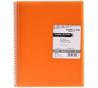 Grafoplas - Carpeta 20 Fundas Transparentes A4, Color Naranja, Espiral PVC, Tapas Polipropileno, Gomas de Cierre, Maxiplás Multiline