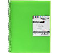Grafoplas - Carpeta 20 Fundas Transparentes, A4, Color Verde, Espiral PVC, Tapas Polipropileno, Gomas de Cierre, Maxiplás Multiline