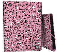 Grafoplas - Carpeta 3 Solapas, Cartón Forrado, Tapa Dura, Tamaño Folio, Diseño I Love You, Bits&Bobs Pop Up Design, Plastificado Soft, Suave al Tacto, Certificado FSC, Ideal como Material Escolar