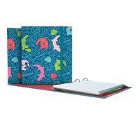 Grafoplas - Carpeta 4 Anillas con Recambio a4, Elena Corredoira Alligator, Incluye 100 Hojas Cuadriculadas 5x5 90g Bandas Color, Separadores y Sobre, Lomo Curvo Ergonómico, Carpebook