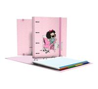 Grafoplas - Carpeta A4 con Anillas Carpebook Mafalda Morning + Recambio | Incluye 100 Hojas Cuadriculadas 5x5 mm Borde Color, Separadores y Sobre Transparente, Lomo Curvo Ergonómico, FSC