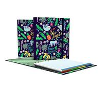 Grafoplas - Carpeta A4 con Anillas Troqueladas, A4, Recambio Hojas Cuadricula 5x5, Separadores, Sobre Transparente, Lomo Curvo, Carpebook, Colección Elena Corredoira, Jungle, Ideal para Escolares