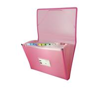 Grafoplas - Carpeta Archivadora, Rosa Pastel, Tamaño Folio, 13 Posiciones Fuelle, Incluye Etiqueta para Visores y Tarjetas, Cubiertas Impermeables de Plastico, Multiline