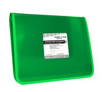Grafoplas - Carpeta Clasificadora Cierre Cremallera, 13 Posiciones, Con Etiquetas para los Visores, Verde, Folio, 35x26x4cm, Polipropileno Rayado, Colección Multiline