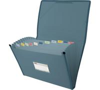 Grafoplas - Carpeta Clasificadora Fuelle, Tamaño Folio, Color Azul Oscuro, 13 Posiciones, Poli Semirrígido Opaco, Incluye Etiqueta para Visores, Perfecto Archivador Documentos Escolares y Oficina