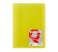 Grafoplás Carpeta con Fundas | 20 Fundas Transparentes | Tapas Plástico Semi-Rígido Translúcidas | Perfecta para Documentos Tamaño Folio | Disponible en Color Amarillo | Modelo Poliplás Translúcido