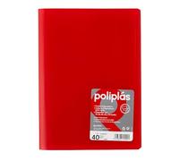 Grafoplás Carpeta con Fundas | 20 Fundas Transparentes | Tapas Plástico Semi-Rígido Translúcidas | Perfecta para Documentos Tamaño Folio | Disponible en Color Rojo | Modelo Poliplás Translúcido