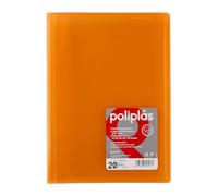 Grafoplás Carpeta con Fundas | 20 Fundas Transparentes | Tapas Semi-Rígidas de Polipropileno | Perfecta para Documentos Din A4 | Disponible en Color Naranja | Modelo Poliplás Translúcido