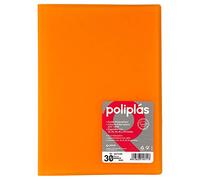 Grafoplás Carpeta con Fundas | 30 Fundas Transparentes | Tapas Plástico Semi-Rígido Translúcidas | Perfecta para Documentos Tamaño Folio | Disponible en Color Naranja | Modelo Poliplás Translúcido