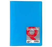 Grafoplás Carpeta con Fundas | 40 Fundas Transparentes | Tapas Plástico Semi-Rígido Translúcido | Perfecta para Documentos Tamaño Folio | Disponible en Color Azul | Modelo Poliplás Translúcido