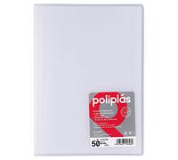 Grafoplas Carpeta con Fundas, 50 Forros Transparentes, Tapas Plástico Semi-Rígido Translúcidas, Perfecta para Documentos Tamaño Folio y a4, Disponible en Color Natural, Modelo Poliplás Translúcido