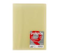 Grafoplas - Carpeta con Fundas Plastico, 20 Fundas Transparentes, Tamaño Folio Amarillo Soft, Serie Poliplas Translucido, Fabricados en España, Gran Capacidad de Almacenaje