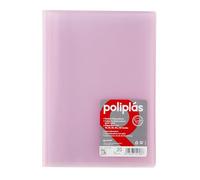 Grafoplas - Carpeta con Fundas Plastico, 20 Fundas Transparentes, Tamaño Folio Rosa Soft, Serie Poliplas Translucido, Fabricados en España, Gran Capacidad de Almacenaje