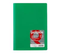 Grafoplas - Carpeta con Fundas Plastico, 50 Fundas Transparentes, Tamaño Din A4 Verde, Serie Poliplas Opaco, Fabricados en España, Tapas Flexibles, Gran Capacidad de Almacenaje
