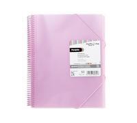 Grafoplas - Carpeta con Fundas Transparentes, A4, Rosa Claro, 50 Forros de Polipropileno Extra, Tapas de Plástico Flexible, Espiral PVC, Maxiplás Multiline, Perfecto como Material Escolar y Oficina