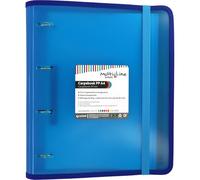 Grafoplas - Carpeta de 4 Anillas Troqueladas, Incluye Recambio de Hojas Cuadriculadas 5x5 Bordes Color y Separadores, A4, Color Azul, Polipropileno Rayado, Carpebook Multiline