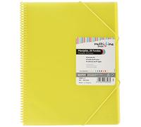 Grafoplas - Carpeta de Fundas A4 de Espiral, Color Amarillo, Espiral PVC, Tapas Polipropileno, Gomas de Cierre, Maxiplás Multiline